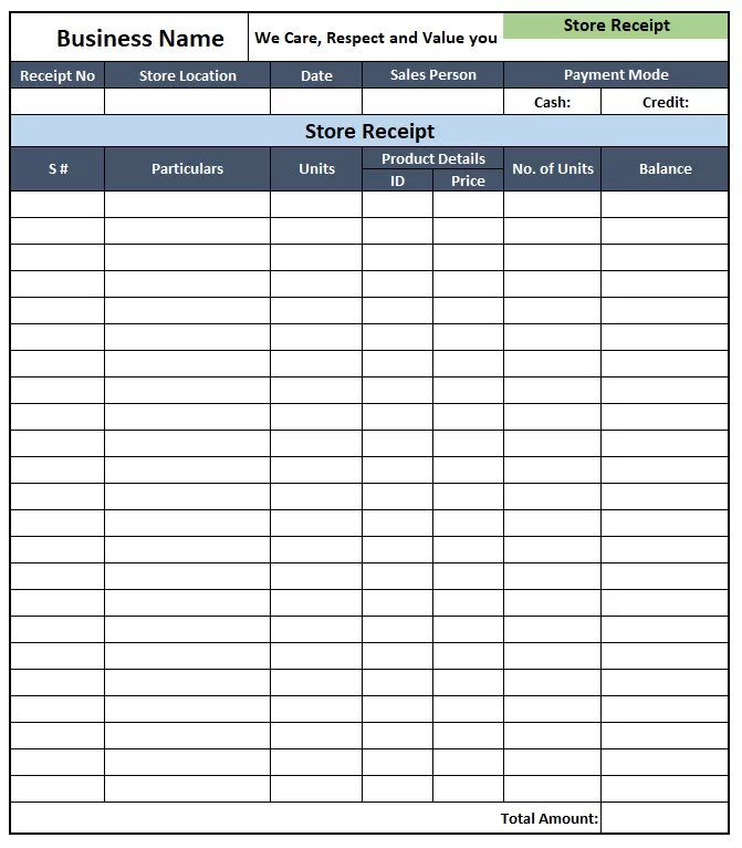 Store Receipt Format