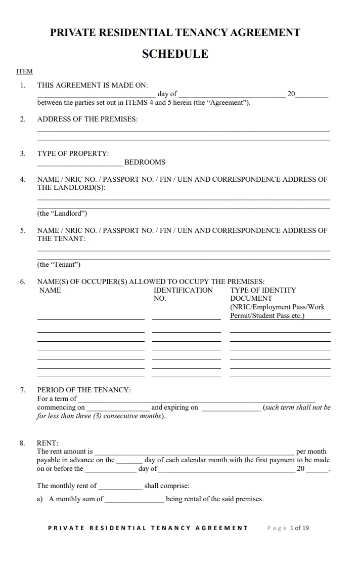 Tenancy Agreement Template