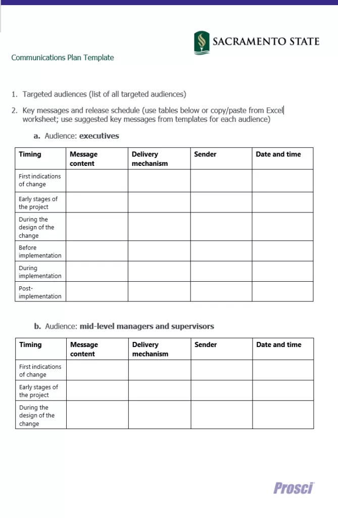 Departmental and Internal Communication Plan Template