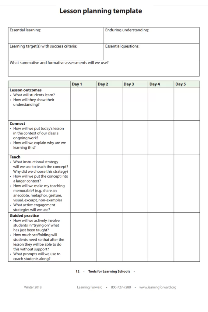 Lesson Planning Template