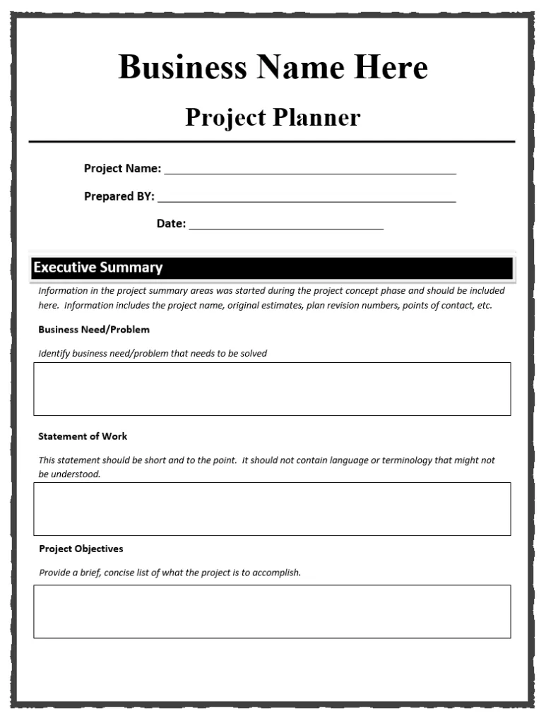 Project Planner Template | Free Word & Excel Templates