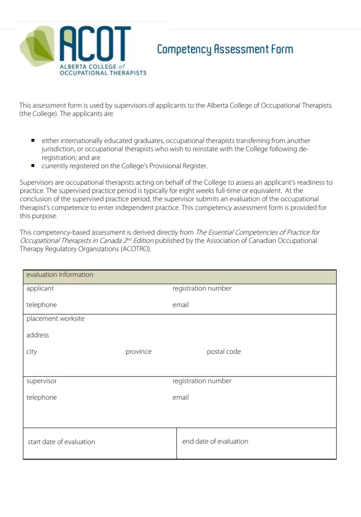 Competency Assessment Form