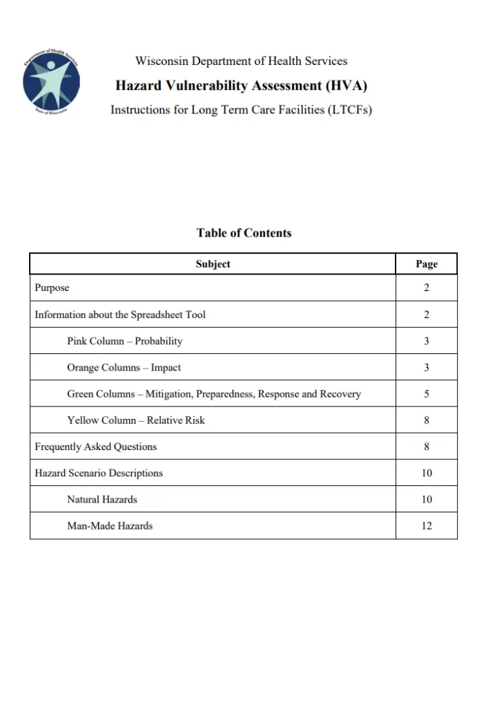 Hazard Vulnerability Assessment Template