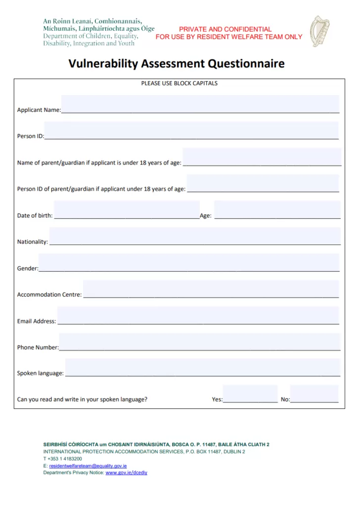 Vulnerability Assessment Questionnaire Template