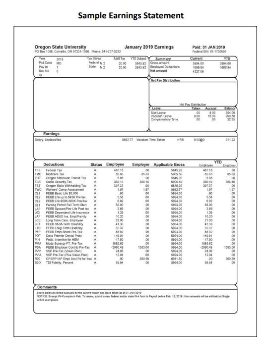 Monthly Salary Statement Template