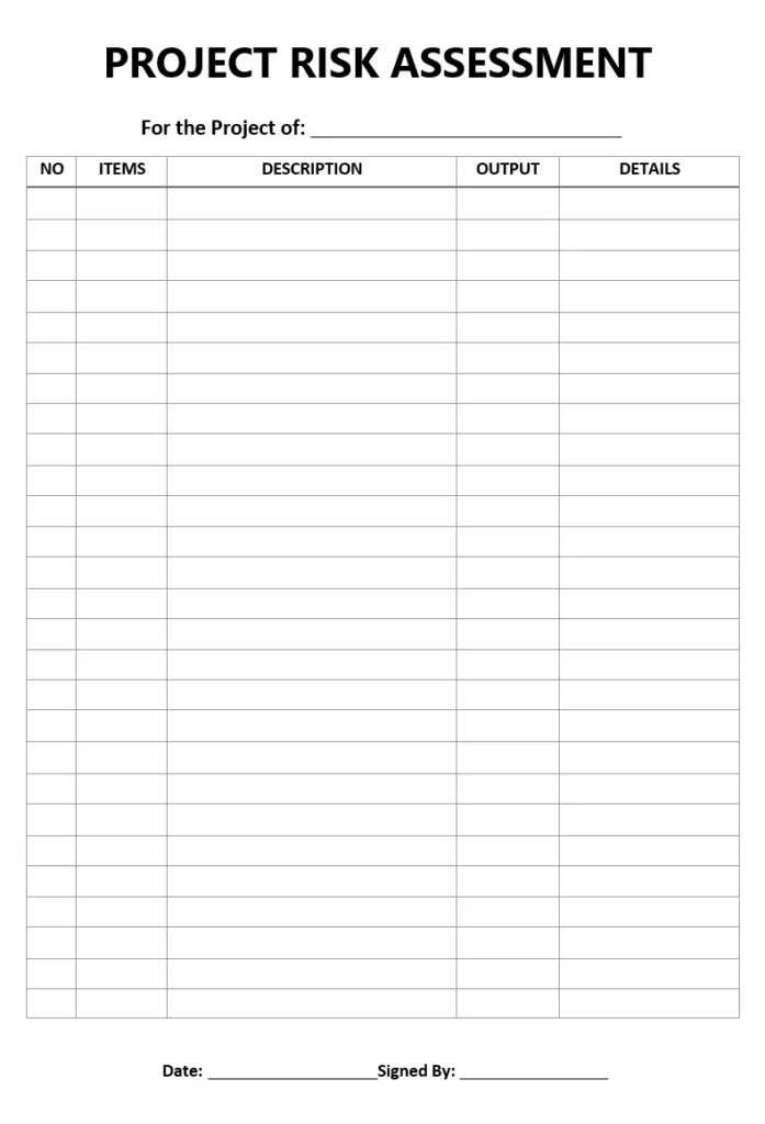 Project Risk Assessment Template