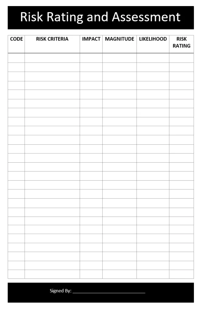 Risk Rating and Assessment Template