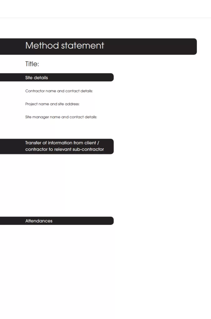 Blank Method Statement Template