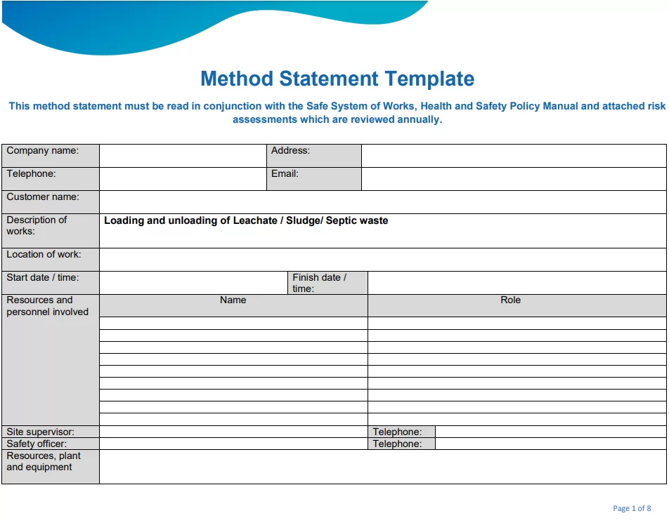 Method Statement Format