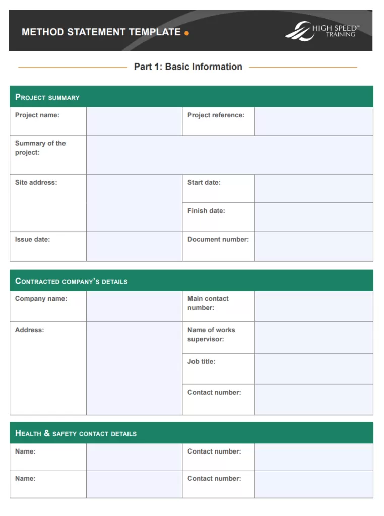 Method Statement Template Word