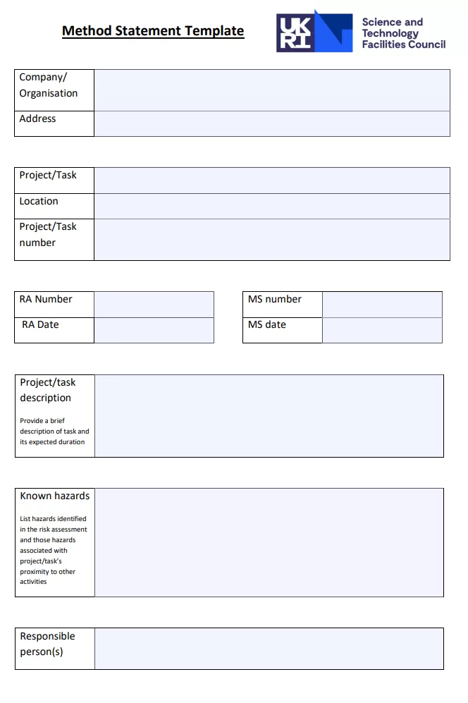 Method Statement Template