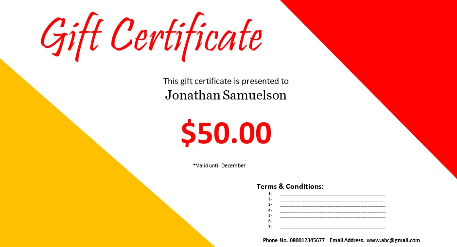 Gift Certificate Design Template