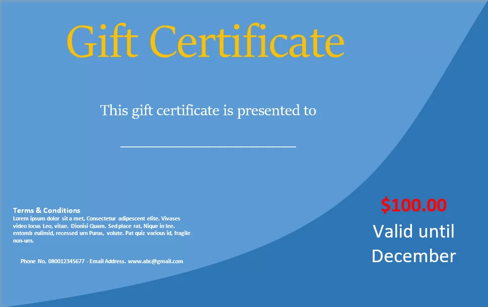 Gift Certificate Template