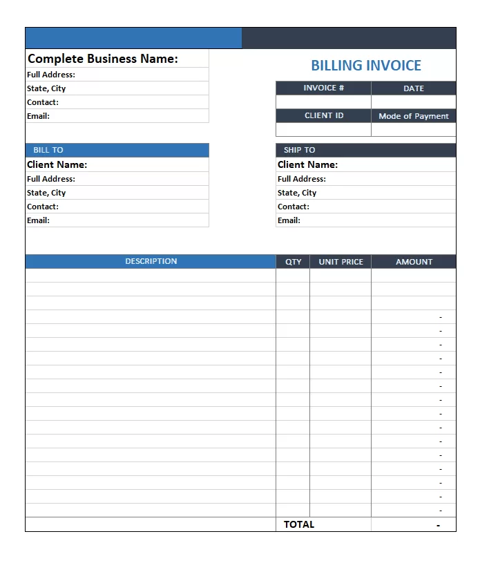 Billing Invoice Template