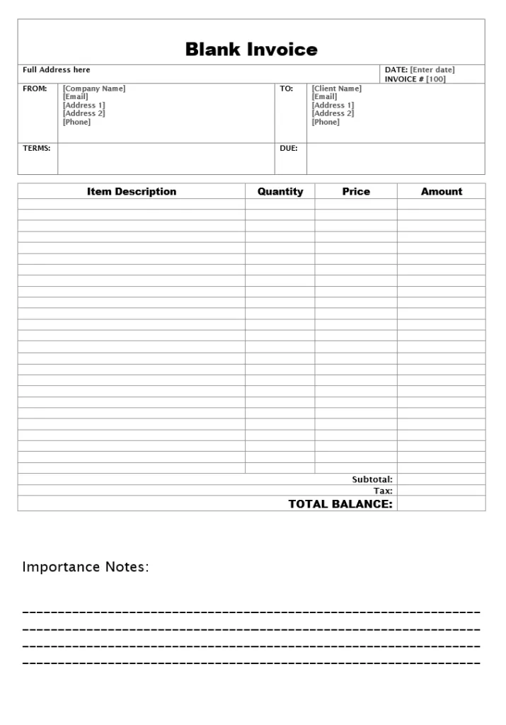 Blank Invoice Template