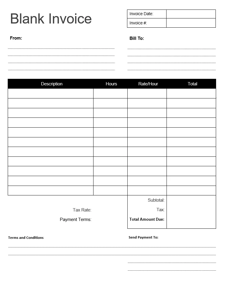 Blank Invoice Template PDF