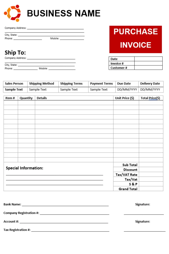 Purchase Invoice Form