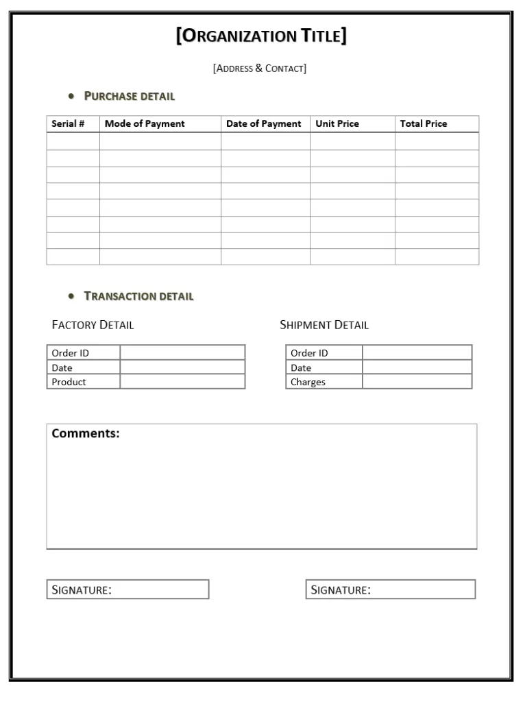 Purchase Invoice Template