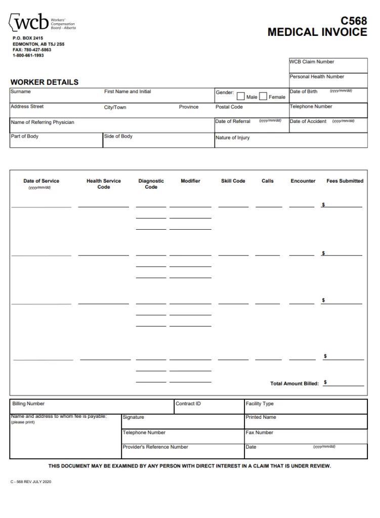 Medical Invoice Example