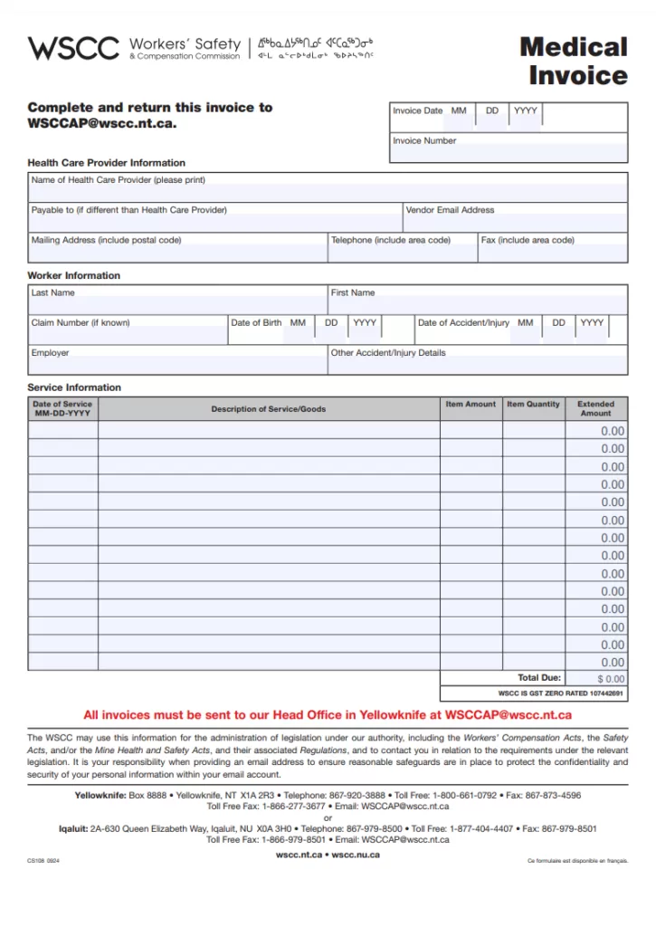 Medical Invoice Format