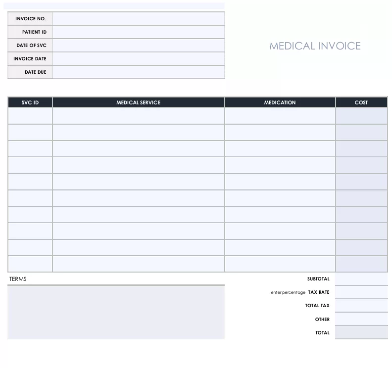 Medical Invoice Template