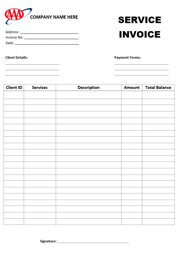 Service Invoice Template